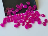 5x7mm Hot Pink Chalcedony Oval Plain Cabochons, Pink Chalcedony Flat Back