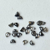 3mm Black Salt and Pepper Half Crescent Moon Rose Cut Diamond Loose Cabochon, Calibrated D Shape Diamond (1Pc to 2Pcs) - PDD906