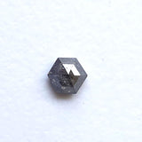 4.5x3.9mm Salt And Pepper 0.34 Cts Fancy Hexagon Shape Rose Cut Diamond, Flat Back Hexagon Loose Diamond for Ring - PDD892