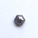 4.5x3.9mm Salt And Pepper 0.34 Cts Fancy Hexagon Shape Rose Cut Diamond, Flat Back Hexagon Loose Diamond for Ring - PDD892