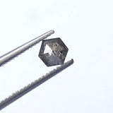 4.5x3.9mm Salt And Pepper 0.34 Cts Fancy Hexagon Shape Rose Cut Diamond, Flat Back Hexagon Loose Diamond for Ring - PDD892