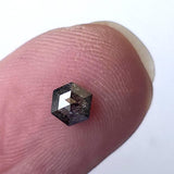 4.5x3.9mm Salt And Pepper 0.34 Cts Fancy Hexagon Shape Rose Cut Diamond, Flat Back Hexagon Loose Diamond for Ring - PDD892