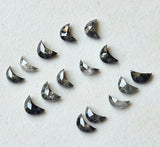 4mm/4.5mm/5mm Black Salt and Pepper Half Crescent Moon Rose Cut Diamond Loose Cabochon, Calibrated Moon Shape Diamond for Jewelry (1Pc to 2 Pcs) - PDD898