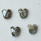 Salt And Pepper Mickey Mouse Ears Head Polished Diamond, Loose Fancy Faceted Diamond Charm Gift, Statement Jewelry, 1 Piece Pendant - PDD901