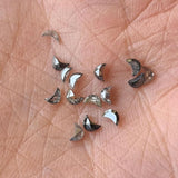 3mm Black Salt and Pepper Half Crescent Moon Rose Cut Diamond Loose Cabochon, Calibrated Moon Shape Diamond (2Pcs to 5Pcs) - PDD903