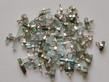 7-12mm Blue Green Tourmaline Sticks Single Loop Connectors, 5 Pcs Natural Tourmaline 925 Silver Connectors Finding Silver Charm - PSG391