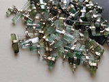 7-12mm Blue Green Tourmaline Sticks Single Loop Connectors, 5 Pcs Natural Tourmaline 925 Silver Connectors Finding Silver Charm - PSG391