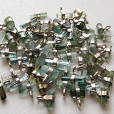 7-12mm Blue Green Tourmaline Sticks Single Loop Connectors, 5 Pcs Natural Tourmaline 925 Silver Connectors Finding Silver Charm - PSG391