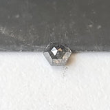 3.4x3.1mm Back Fancy Faceted Black Natural Black Hexagon Shaped Diamond, Rose Cut Diamond for Jewelry - PDD913
