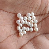 3-4mm Ivory Pearls Natural Fresh Water Cabochons, Loose Natural Flat Pearls For Jewelry (2Cts To 25Cts) - PG398