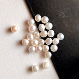 3-4mm Ivory Pearls Natural Fresh Water Cabochons, Loose Natural Flat Pearls For Jewelry (2Cts To 25Cts) - PG398