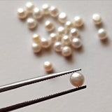 3-4mm Ivory Pearls Natural Fresh Water Cabochons, Loose Natural Flat Pearls For Jewelry (2Cts To 25Cts) - PG398
