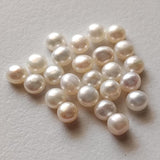 3-4mm Ivory Pearls Natural Fresh Water Cabochons, Loose Natural Flat Pearls For Jewelry (2Cts To 25Cts) - PG398
