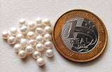 3-4mm Ivory Pearls Natural Fresh Water Cabochons, Loose Natural Flat Pearls For Jewelry (2Cts To 25Cts) - PG398