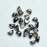 3mm Black Salt and Pepper Half Crescent Moon Rose Cut Diamond Loose Cabochon, Calibrated D Shape Diamond (1Pc to 2Pcs) - PDD906