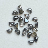 3mm Black Salt and Pepper Half Crescent Moon Rose Cut Diamond Loose Cabochon, Calibrated D Shape Diamond (1Pc to 2Pcs) - PDD906