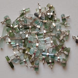 7-12mm Blue Green Tourmaline Sticks Single Loop Connectors, 5 Pcs Natural Tourmaline 925 Silver Connectors Finding Silver Charm - PSG391