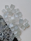6-7mm Matched Pairs Aquamarine Cabochon, Loose Milky Aquamarine Faceted Princess Cut Stones (2 Pcs To 10 Pcs) - GODP891