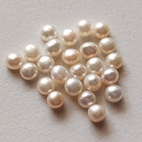 3-4mm Ivory Pearls Natural Fresh Water Cabochons, Loose Natural Flat Pearls For Jewelry (2Cts To 25Cts) - PG398