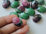 Ruby Zoisite Cabochons, Rose Cut Oval Gemstones, 13x18mm, 5 Pcs - GFJRZZ