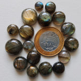 10-11mm Labradorite Plain Round Cabochons, 5 Pieces Flat Back Loose Labradorite Cabochons Blue Fire Stone For Jewelry - KRS193