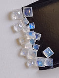 Rainbow Moonstone Princess Cut Gems, Rainbow Moonstone Square Gemstones For Jewelry, 1 Piece - GODP892