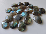 20-22mm Labradorite Rose Cut Cabochons, Labradorite Faceted Flat Back Cabochons For Jewelry, 5 Pcs - GODP508