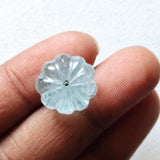 14.1mm Aquamarine Melon Beads, Natural 1 Pc Huge Aquamarine Carved Melon Beads For Jewelry / Necklace - PPH48