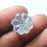 12.8mm Aquamarine Melon Beads, Natural 1 Pc Huge Aquamarine Carved Melon Beads For Jewelry / Necklace - PPH49