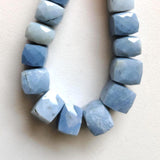 9-12mm Blue Opal Faceted Cube Beads, Faceted Box Beads Blue Opal Cubes For Jewelry 10 Pieces - PAG32