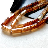 8-10mm Hessonite Garnet Faceted Tube Beads, Natural Garnet Tubes, Hessonite For Jewelry 10 Pcs - PAG33