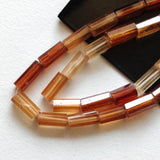 8-10mm Hessonite Garnet Faceted Tube Beads, Natural Garnet Tubes, Hessonite For Jewelry 10 Pcs - PAG33