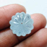 14.5mm Aquamarine Melon Beads, 1 Pc Huge Natural Aquamarine Carved Melon Beads For Jewelry / Necklace - PPH50