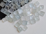 6-7mm Matched Pairs Aquamarine Cabochon, Loose Milky Aquamarine Faceted Princess Cut Stones (2 Pcs To 10 Pcs) - GODP891