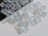5-6mm Matched Pairs Aquamarine Cabochon, Loose Milky Aquamarine Faceted Princess Cut Stones (2 Pcs To 10 Pcs) - PSG400