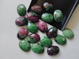 Ruby Zoisite Cabochons, Rose Cut Oval Gemstones, 13x18mm, 5 Pcs - GFJRZZ