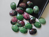 Ruby Zoisite Cabochons, Rose Cut Oval Gemstones, 13x18mm, 5 Pcs - GFJRZZ