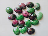 Ruby Zoisite Cabochons, Rose Cut Oval Gemstones, 13x18mm, 5 Pcs - GFJRZZ