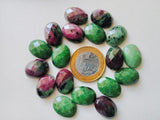 Ruby Zoisite Cabochons, Rose Cut Oval Gemstones, 13x18mm, 5 Pcs - GFJRZZ