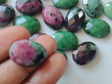 Ruby Zoisite Cabochons, Rose Cut Oval Gemstones, 13x18mm, 5 Pcs - GFJRZZ