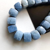 9-12mm Blue Opal Faceted Cube Beads, Faceted Box Beads Blue Opal Cubes For Jewelry 10 Pieces - PAG32