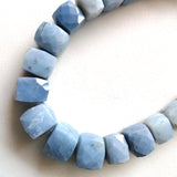 9-12mm Blue Opal Faceted Cube Beads, Faceted Box Beads Blue Opal Cubes For Jewelry 10 Pieces - PAG32