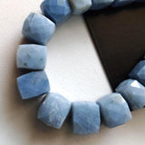 9-12mm Blue Opal Faceted Cube Beads, Faceted Box Beads Blue Opal Cubes For Jewelry 10 Pieces - PAG32