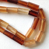 8-10mm Hessonite Garnet Faceted Tube Beads, Natural Garnet Tubes, Hessonite For Jewelry 10 Pcs - PAG33