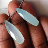 22-25mm Aqua Chalcedony Faceted Drop, Blue Chalcedony Briolette Tear Drop Beads, 4 pieces in a Strand - PAG38