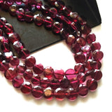 4-4.5mm Garnet Faceted Coin Beads For Jewelry, Garnet Round Coin Beads, 13IN (1 ST To 5 ST) - PAG37