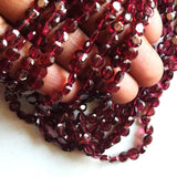 4-4.5mm Garnet Faceted Coin Beads For Jewelry, Garnet Round Coin Beads, 13IN (1 ST To 5 ST) - PAG37