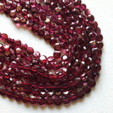 4-4.5mm Garnet Faceted Coin Beads For Jewelry, Garnet Round Coin Beads, 13IN (1 ST To 5 ST) - PAG37