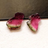 Watermelon Tourmaline Slices, Matched Pair 2 Pcs Raw Watermelon Tourmaline Slices, 7.5x11mm - VICP290M2