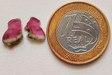 Watermelon Tourmaline Slices, Matched Pair 2 Pcs Raw Watermelon Tourmaline Slices, 7.5x11mm - VICP290M2
